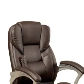 Bm131837 Benzara Leatherette Metal Frame Swivel Office Chair With Armrests Brown