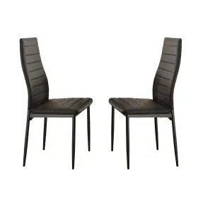 Bm179849 Benzara Bi Cast Vinyl Side Chairs With Curvy Backs Set Of 2 Black