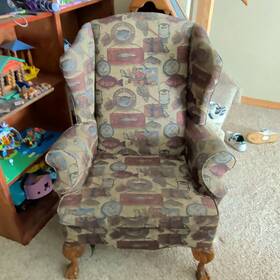 Best Chairs Inc. Pa-24064 Inc. Patterned Upholstered Accent Chair Fishing Theme