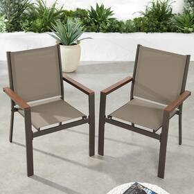 Best Choice Products Sky7625 Stackable Textilene Chairs Armrests Dining Accent Set Of 2