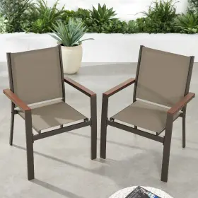 Sky7625 Best Choice Products Stackable Textilene Chairs Armrests Dining Accent Set Of 2