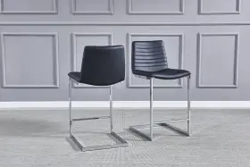 Best Master Furniture 810093242764 Blanca Black Faux Leather Counter Height Chairs In Silver Set Of 2