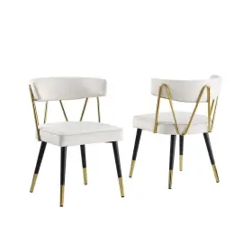 A809vc Best Master Furniture Dining Chair Cream Velvet Armless Gold Accent Metal 2set
