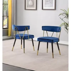 A809vn Best Master Furniture Aireys Navy Velvet Armless Chair With Gold Accents Set Of 2