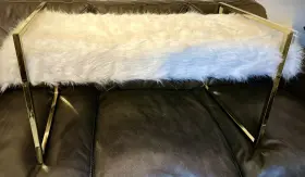 Jj023w Best Master Furniture Accent Bench Faux Fur Glam Backless Metal Frame Upholstered White