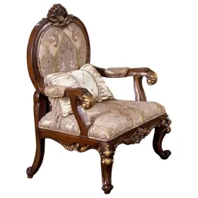 Mc1428hc Best Master Furniture Winfrey Solid Wood And Chenille Accent Chair In Cherry/gold Trim