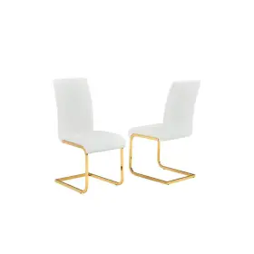 T01wgc Best Master Furniture Trinity White/gold Modern Side Chairs Set Of 2