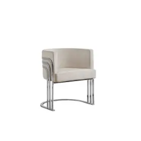 Ac227 Best Quality Furniture Accent Chair With Cream Velvet Upholstered Chrome Metal