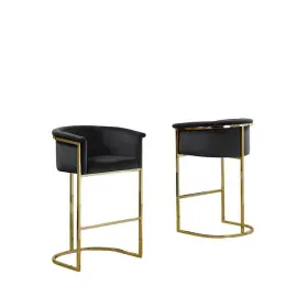 Bs212 Best Quality Furniture Jessica 29 Inch Black Low Back Gold Metal Frame Bar Stool Chair With Velvet Set
