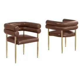 Sc04l Best Quality Furniture Faux Leather Side Chairs With Gold Iron Base