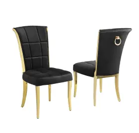 Sc326 Best Quality Furniture Dining Chairs Set Black/gold Modern Upholstered Metal Frame Contemporary Style