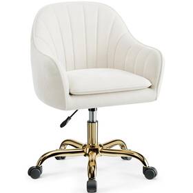 Bestera 679065052530 Vanity Chair With Wheels Comfy Home Office Desk Chairs - Beige