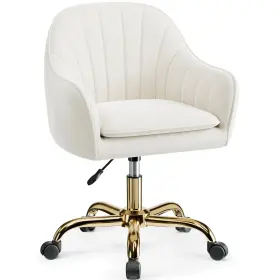 Bestera 679065052530 Vanity Chair With Wheels Comfy Home Office Desk Chairs - Beige