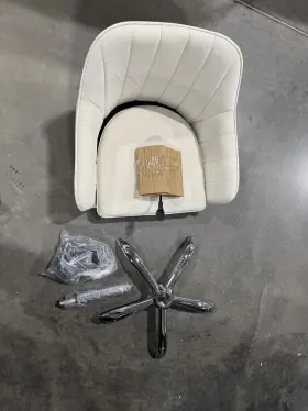 P10y Bestera Vanity Chair With Wheels - Beige/silver Legs