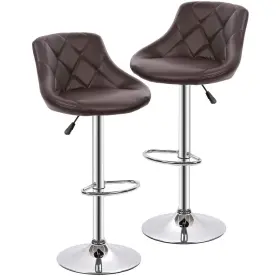 Fdw-xq-b52-brown Bestmassage Barstools Swivel Stool Set Of 2 Height Adjustable Bar Chairs With Back Pu Leathe