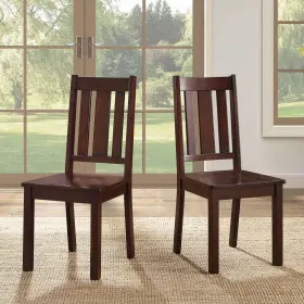 Bh14-084-399-02 Better Homes & Gardens Farmhouse Dining Chairs Brown Wooden Country Kitchen Mission Style Seating Set 2
