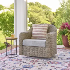 Bh5608811816006 Better Homes & Gardens And Bellamy Outdoor Wicker Swivel Glider Chair Natural Wicke