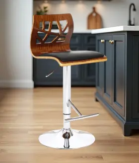 Black Brown Silver Faux Leather Wood Low Adjustable Height Bar 606114924050 And Back Chai