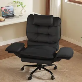 H200294b Black Criss Cross Chair With Flip-up Armrests And Headrest 135 Reclining Swivel Exec
