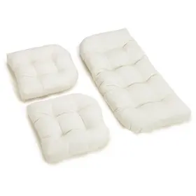 93180-s3-tw-eg Blazing Needles U-shaped Twill Tufted Settee Cushion Set - Of 3 Egg Shell