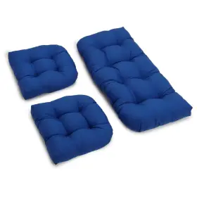 93180-s3-tw-rb Blazing Needles U-shaped Twill Tufted Settee Cushion Set - Of 3 Royal Blue