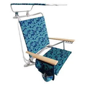 Bbc-351-bf-u-b Bliss Hammocks Folding Chair Backpack Recliner With Canopy Blue Flower Used