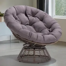 Bme 810165145900 Smoky - Brown Bee Base 40 Inch Ergonomic Wicker Papasan Chair With Soft Thick Den