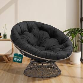 Bme Hy4i Ergonomic Wicker Papasan Chair With Soft Thick Density Fabric