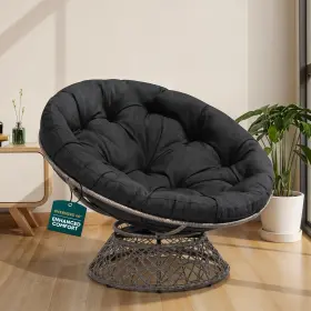 Hy4i Bme Ergonomic Wicker Papasan Chair With Soft Thick Density Fabric