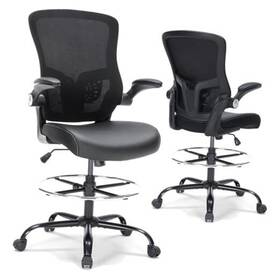 Bondesin 768510595569 Drafting Chair Tall Office With Pu Leather Seat Ergonomic Standing