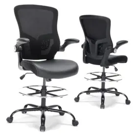 Bondesin 768510595569 Drafting Chair Tall Office With Pu Leather Seat Ergonomic Standing