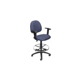 B1616-be Boss Office Drafting Stool With Footring Blue Adjustable Arms