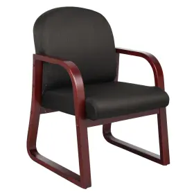 B9570-by Boss Office B9570-bk Products Mahogany Frame Fabric Side Chair In Burgundy Black