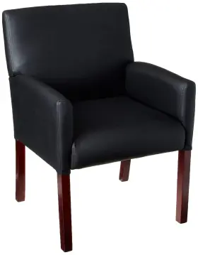 B629m Boss Office Products Reception Box Arm Chair With Mahogany Finish In Black 25 Inch D X 24.5 W 35 H