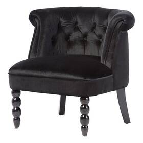 Bowery Hill Bh-4752-1707199 Modern Velvet/wood Button Tufted Accent Chair In Black
