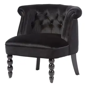 Bh-4752-1707199 Bowery Hill Modern Velvet/wood Button Tufted Accent Chair In Black
