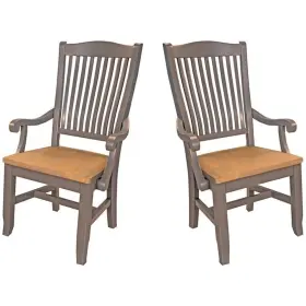 Bh-4752-2154809 Bowery Hill Slatback Dining Arm Chair In Gull Gray Set Of 2