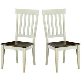 Bowery Hill Bh-4752-2154901 Slatback Dining Side Chair In Chalk And Cocoa Set Of 2