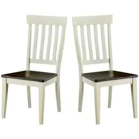 Bh-4752-2154901 Bowery Hill Slatback Dining Side Chair In Chalk And Cocoa Set Of 2