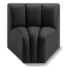 Bh-4752-2748450 Bowery Hill Contemporary Soft Black Vegan Leather Curved Corner