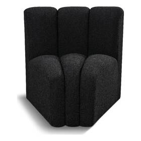 Bowery Hill Bh-4752-2748458 Contemporary Rich Black Boucle Fabric Curved Corner