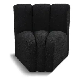 Bh-4752-2748458 Bowery Hill Contemporary Rich Black Boucle Fabric Curved Corner