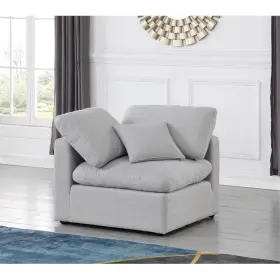Bh-4752-2811328 Bowery Hill Contemporary Linen Durable Fabric Corner Chair In Gray