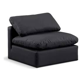 Bowery Hill Bh-4752-2811343 Contemporary Vegan Leather Armless Chair In Black
