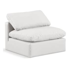 Bowery Hill Bh-4752-2811383 Contemporary Vegan Leather Armless Chair In Cream