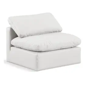 Bh-4752-2811383 Bowery Hill Contemporary Vegan Leather Armless Chair In Cream