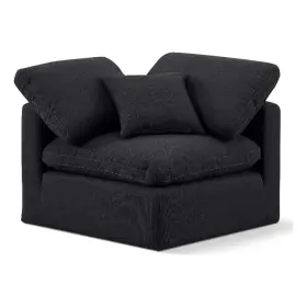 Bh-4752-2811384 Bowery Hill Contemporary Linen Durable Fabric Corner Chair In Black