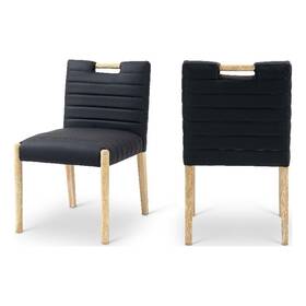 Bowery Hill Bh-4752-2864535 Contemporary Black Vegan Leather Dining Side Chair Set Of 2