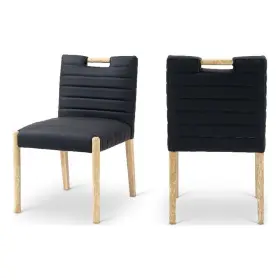 Bh-4752-2864535 Bowery Hill Contemporary Black Vegan Leather Dining Side Chair Set Of 2