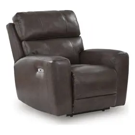 Bh-4752-2944489 Bowery Hill Contemporary Leather Brown Finish Power Recliner